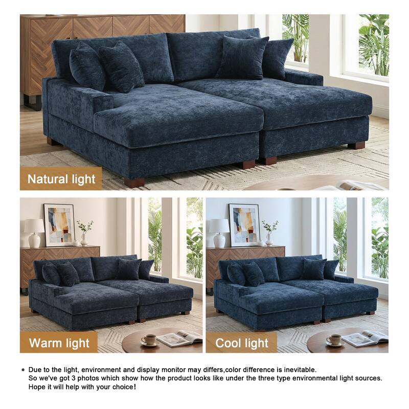 Modern Upholstered Chenille Modular Sectional Sofa with 2 Chaise