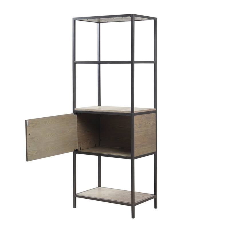 3-Shelf Bookcase with Storage Cabinet - Grey