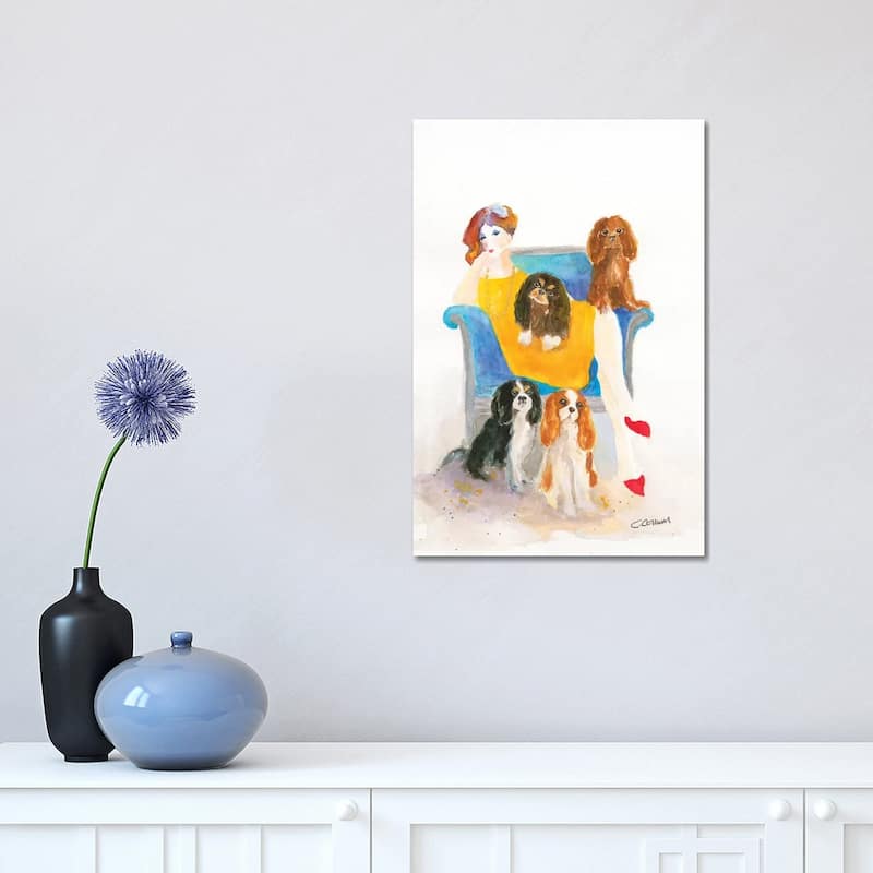 iCanvas "Cavalier Lady In Blue Chair" by Connie Collum Canvas Print - 18x12x1.5