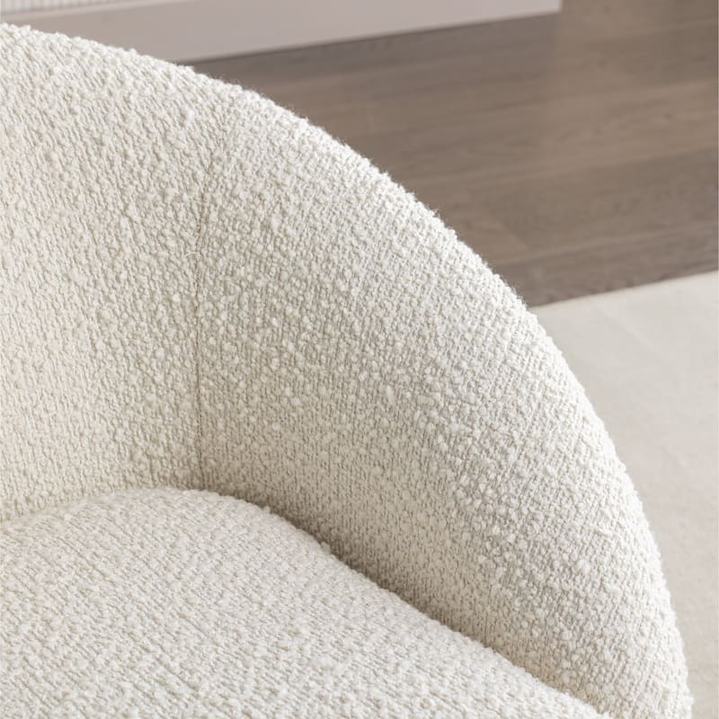 Fabric 360° Swivel Barrel Chair with Round Metal Base, High-Density Foam Cushion, and Modern Design