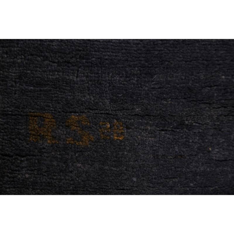 Navy Blue Gabbeh Modern Area Rug Handmade Wool Carpet - 5'6" x 7'10"