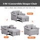 preview thumbnail 18 of 25, Chenille Accent Chair Convertible Sleeper Chair Adjustable Backrest Sofa Chair, 3 in 1 Chaise Lounges Chair Turns Into Chair Bed