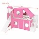 preview thumbnail 4 of 34, Twin Size Loft Bed with Storage Stairs, Tent & Tower, Solid Wood Castle-Inspired Kids Loft Bed Frame with Slide, Fence & Window