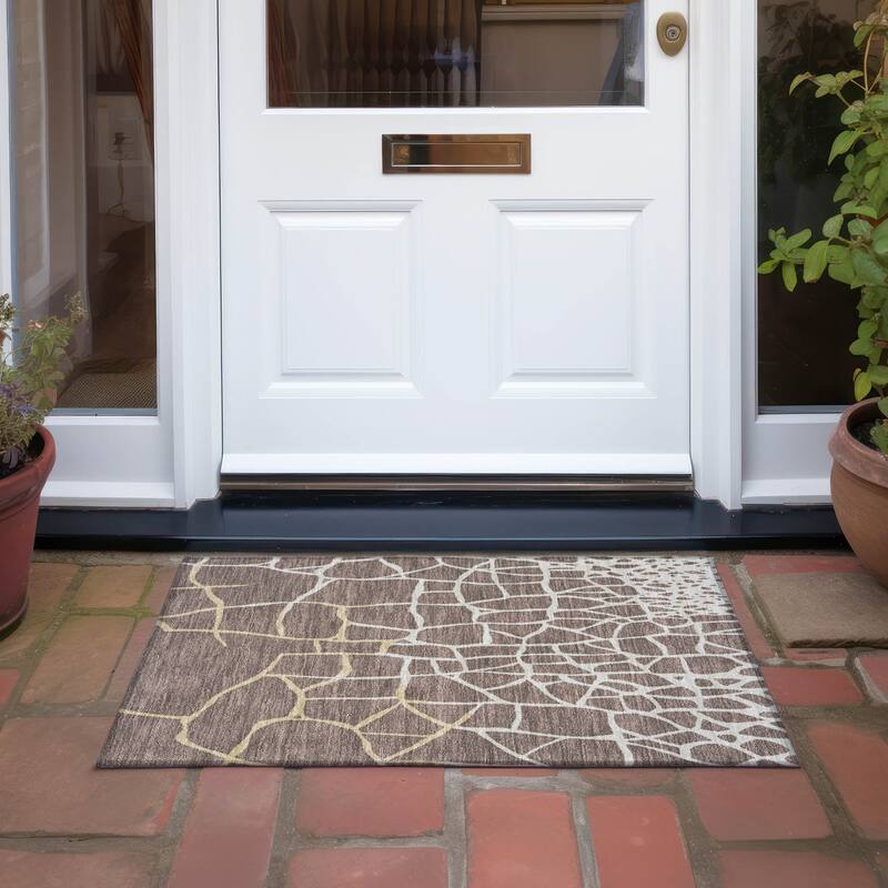 Machine Washable Indoor/ Outdoor Abstract Webby Chantille Rug