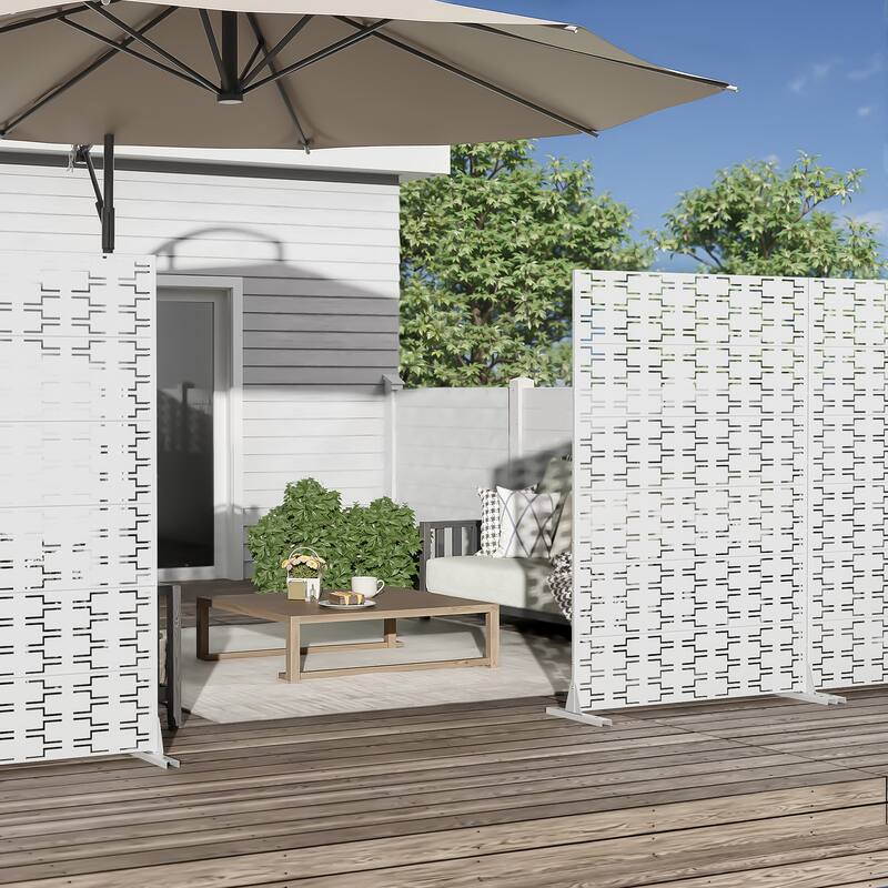 72" H×47"W Dovelina Black Outdoor Freestanding Metal Privacy Screen Decorative Garden Fence