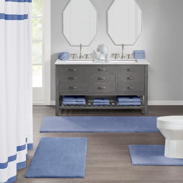 Madison Park Signature Marshmallow Bath Rug - contour - Blue