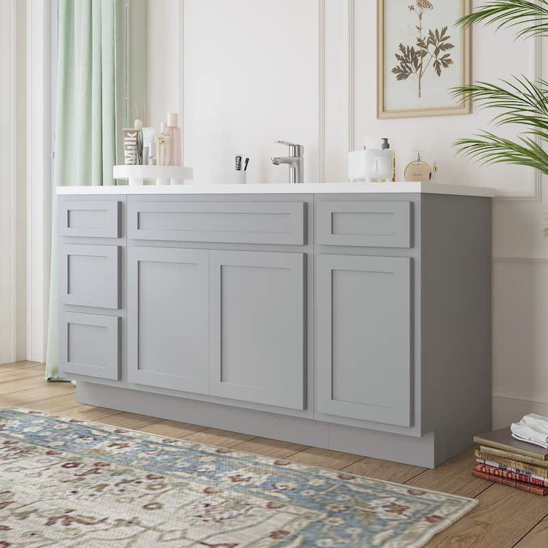 Vanity Art 63" Oak Freestanding Bathroom Vanity Cabinet without Top