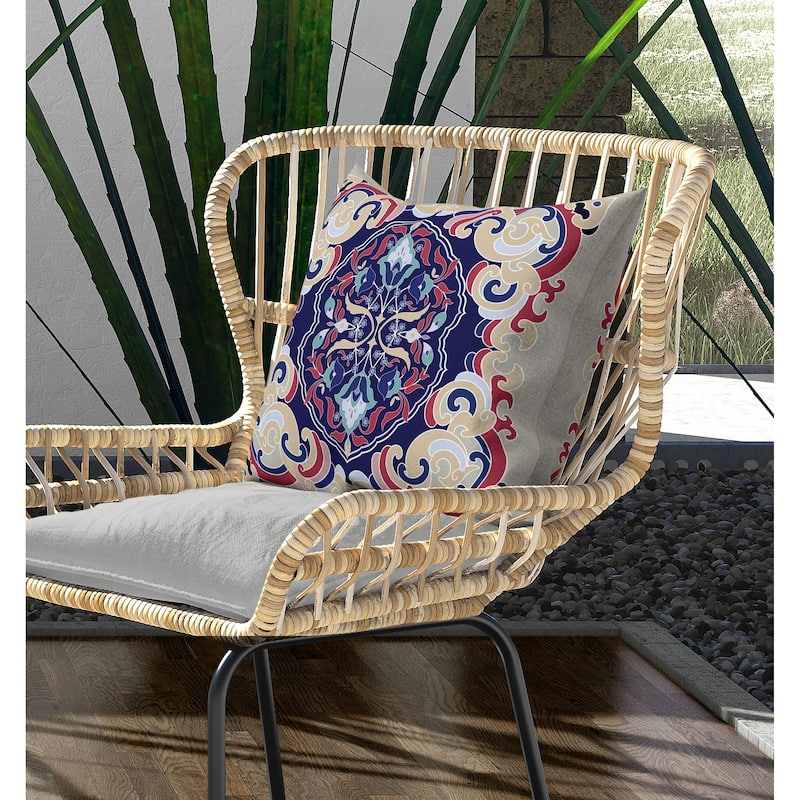 Soft Square Escape Indoor/Outdoor Reversible Throw Pillow Beige and Blue