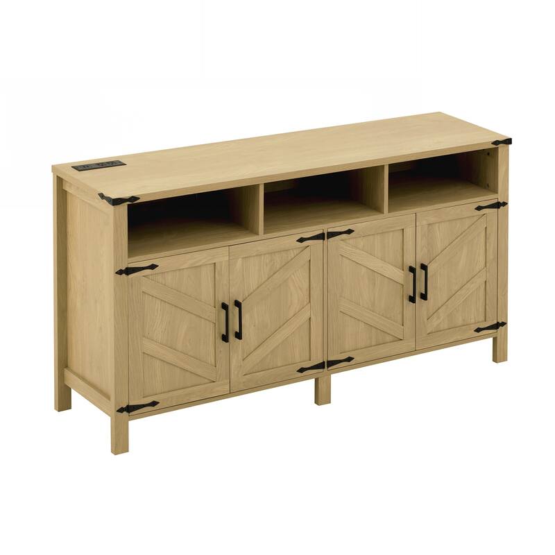 Modern 4-Door Sideboard Buffet with Power Outlets & USB Ports