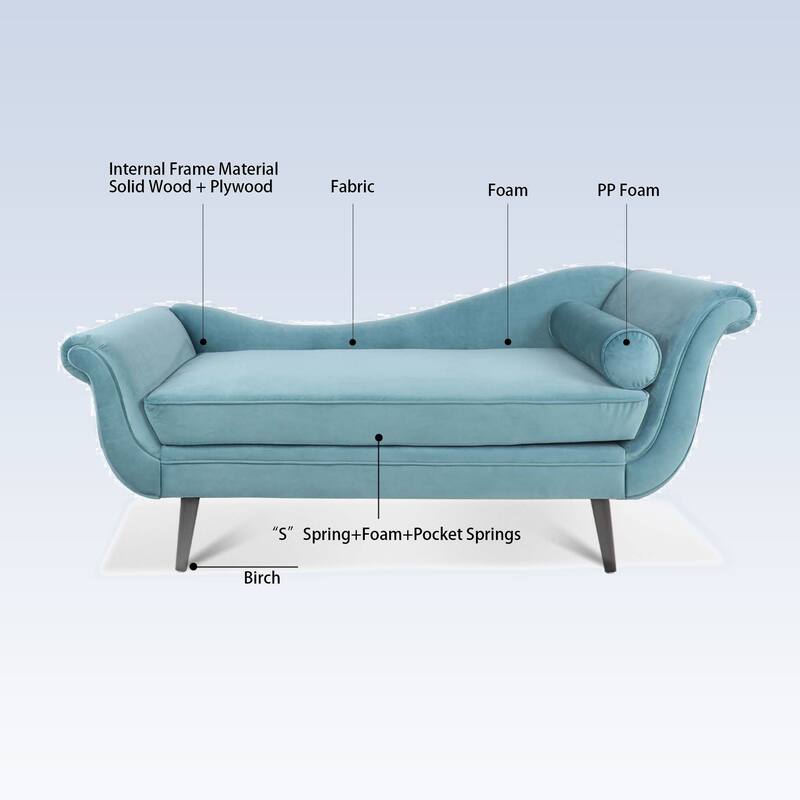 Modern Chaise Lounge with Scroll Arm For Living Room