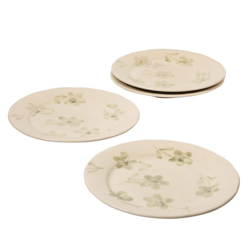 Bloomhouse Hand Painted 8.6 Inch Salad Plates Set of 4 Porto Petals Floral Dessert Plates