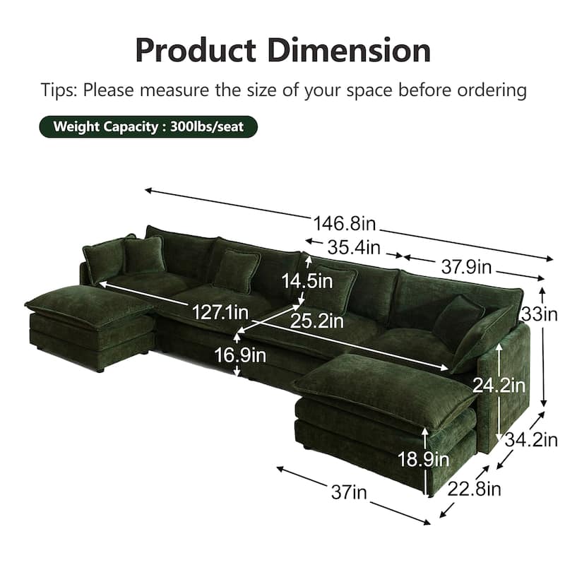 Cloud Chenille Upholstered Modular Sectional Sofa with DIY Combination Design