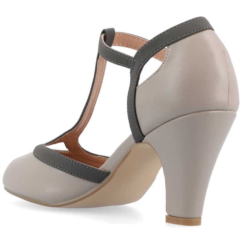 Journee Collection Women's Olina Medium and Wide Width Round Toe High Block Heel Pumps