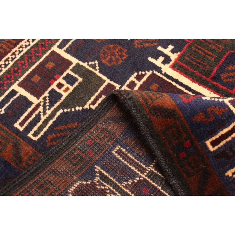 ECARPETGALLERY Hand-knotted Rare War Dark Navy Wool Rug - 2'9 x 4'6