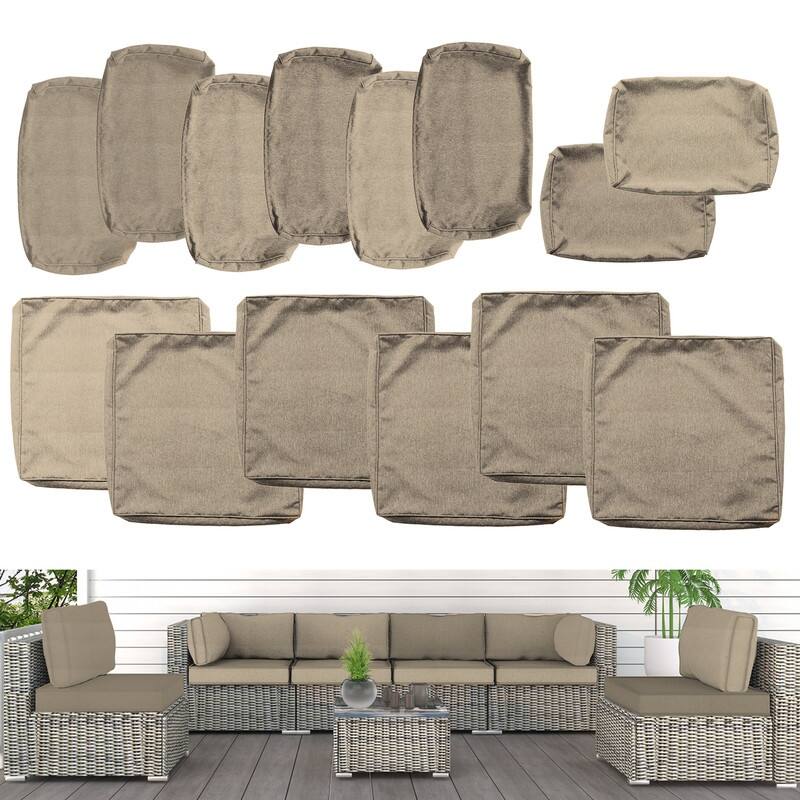Outdoor Patio Cushion Covers Replacement, Waterproof Furniture Cushion Slipcovers, for Wicker Rattan Sectional Couch Chair