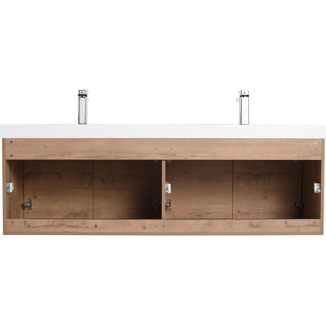 Blossom 60" Wall Mount Vanity with Double Acrylic Sink, Modern Design