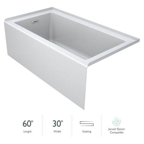 Jacuzzi Linea 60" x 30" Acrylic Soaking Bathtub for Three Wall Alcove