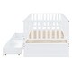 preview thumbnail 39 of 118, Roomfitters Twin Size Wood Daybed with Fence Guardrails, 2 Storage Drawers, Convertible Floor Bed, and Built-In Shelving
