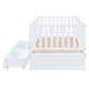 preview thumbnail 18 of 118, Wood Cribs Convertible Toddler Bed with Fence Guardrails and 2 Drawers Split into Independent Floor Bed and Daybed Slat Support