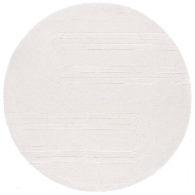 SAFAVIEH Handmade Mykonos Zduanida Modern Wool Rug - 6' Round - Ivory