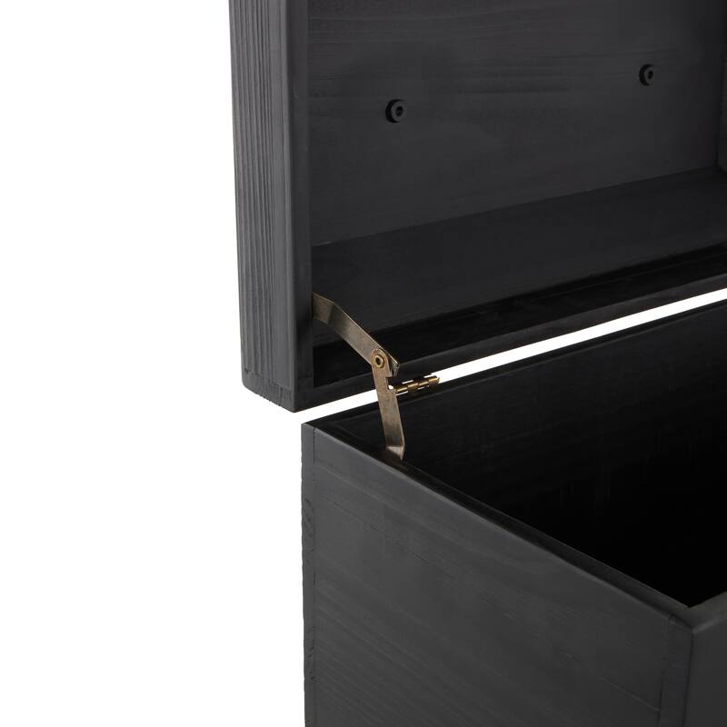 Wood Handmade Box with Brass Latches and Handle - Set of 2 Black - Roche River Decor