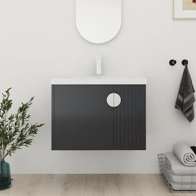 Bathroom Vanity With Sink In 24/28 Inch, Floating Bathroom Vanity With Soft Close Door