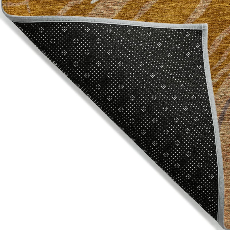 Machine Washable Indoor/ Outdoor Modern Wave Chantille Rug