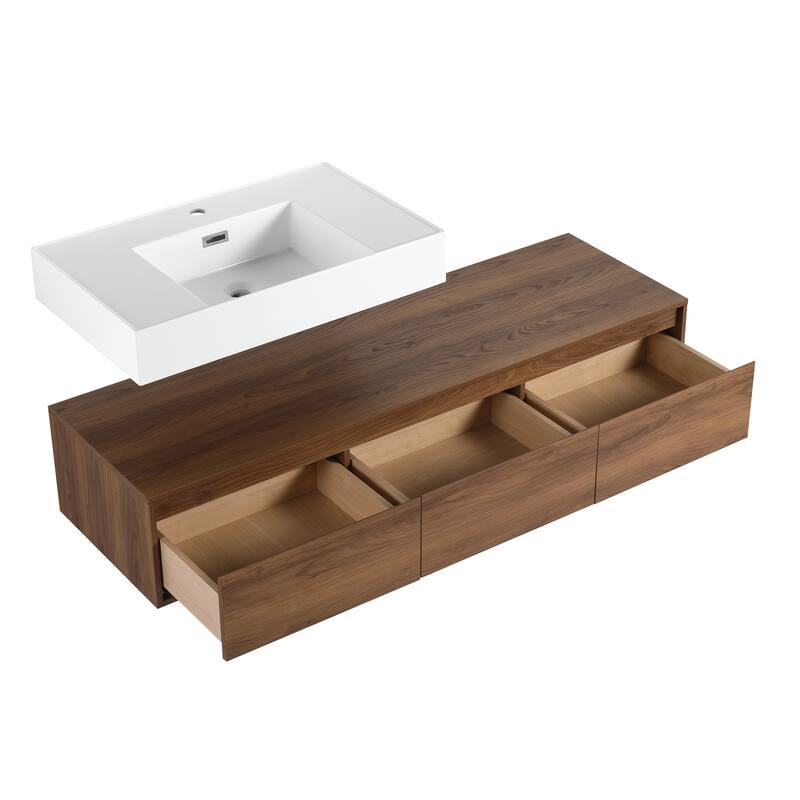 ARTCHIRLY 30/60 Inch Bathroom Vanity with Sink, Floating Bathroom Vanity With Soft Close Drawer