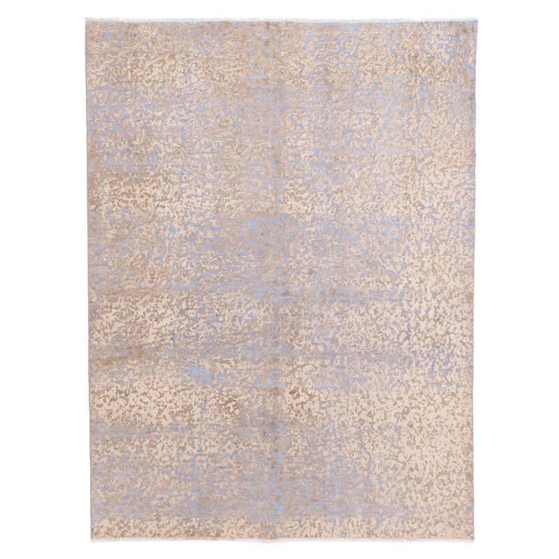 ECARPETGALLERY Hand-knotted Color Transition Beige, Light Blue Wool Rug - 4'9 x 6'4
