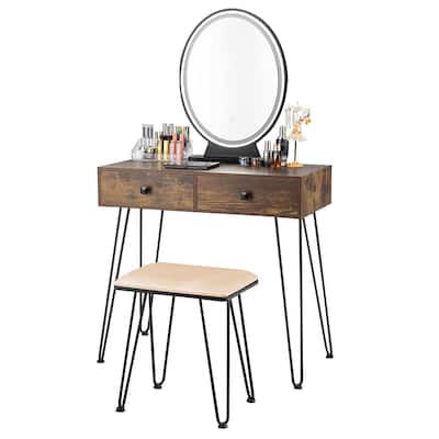 Costway Vanity Makeup Dressing Table W/ 3 Lighting Modes Mirror Touch - See Details
