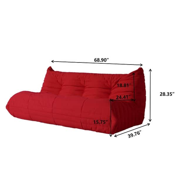 dimension image slide 3 of 12, Teddy Fabric Lazy Sofa Sets for Bedroom Living Room,Comfortable Bean Bag Chair Floor Couch