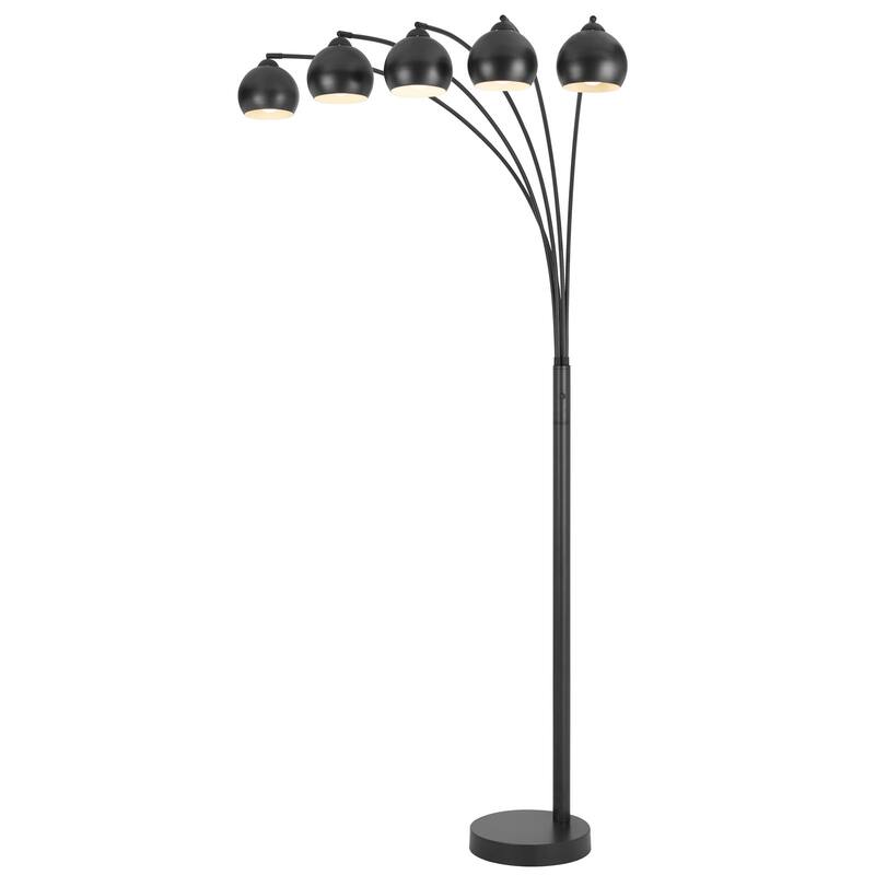 60W x 5, 3 way Richford arc floor lamp with metal shades and heavy weight based - One Size
