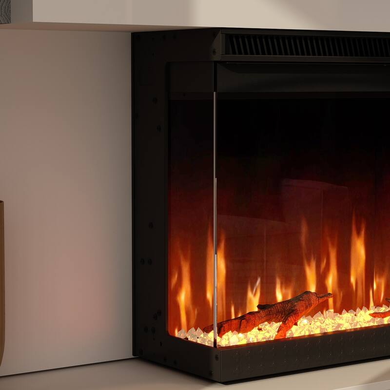3-Sided Electric Fireplace with 12-Color Flame, Dual Heat Settings 750W/1500W, Smart App & Remote Control – 50/60/70 Inch