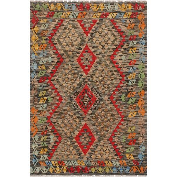 slide 2 of 7, Bauhaus Turkish Kilim Osvaldo Hand Woven Area Rug - 4'0" x 5'9"