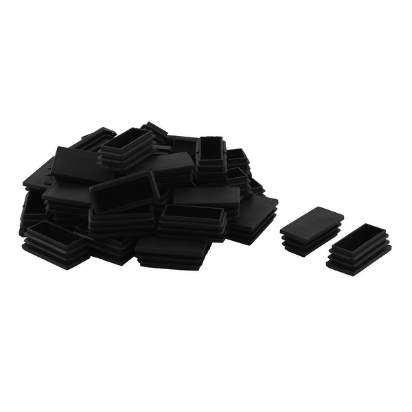 Plastic Rectangle Design Tube Insert End Cover Cap Black 25 x 50mm 40pcs