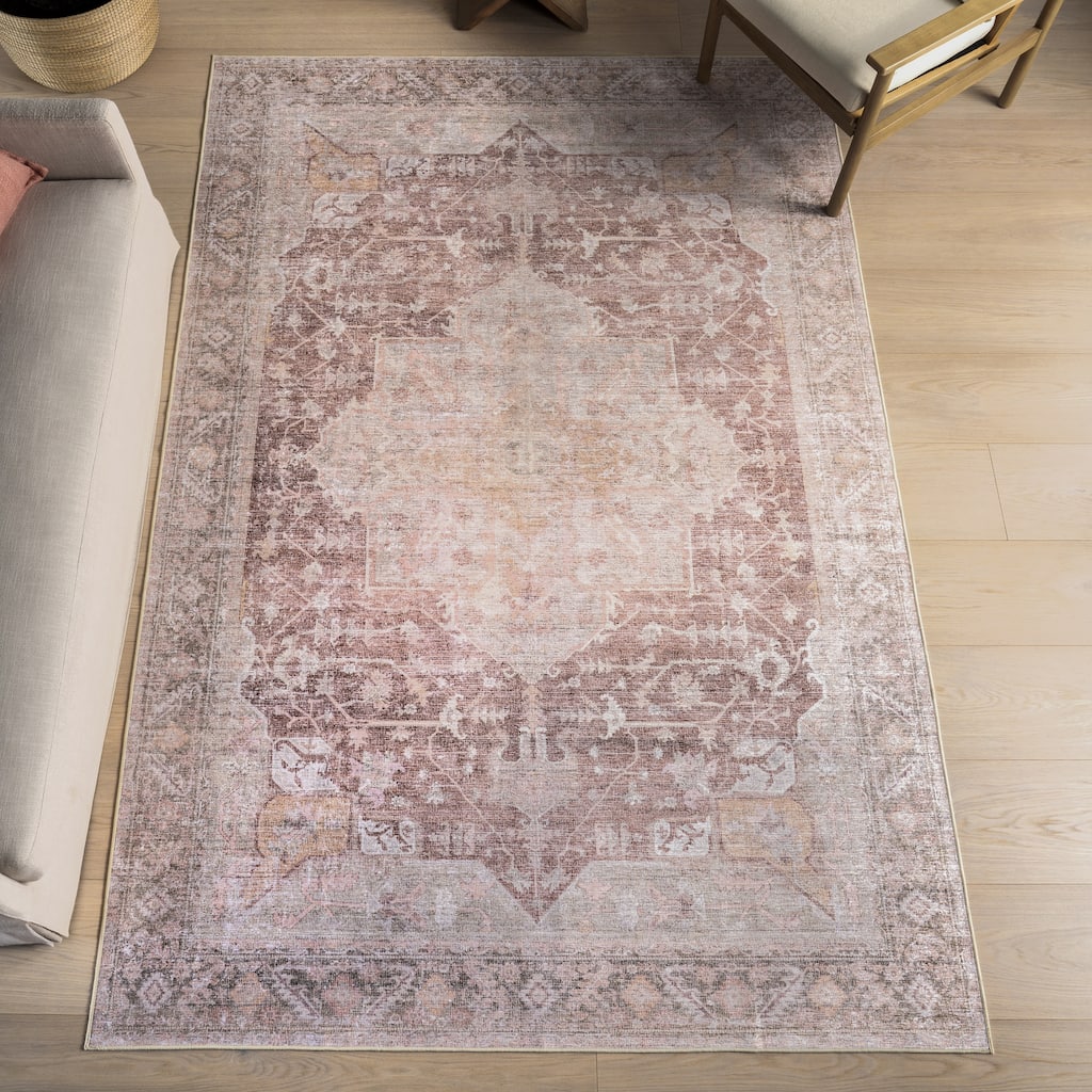 Nuloom Rora SplashGuard Medallion Machine Washable Area Rug