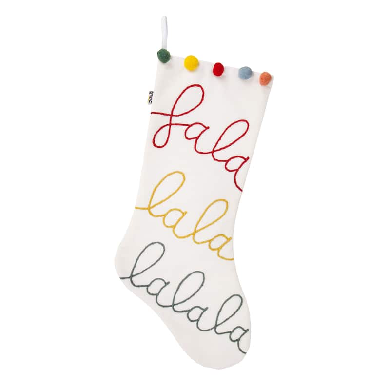 National Tree Company 20 in. HGTV Home Collection White Fa La La Stocking - 20 in
