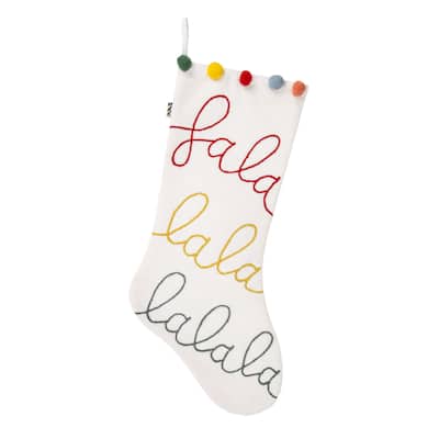 National Tree Company 20 in. HGTV Home Collection White Fa La La Stocking - 20 in