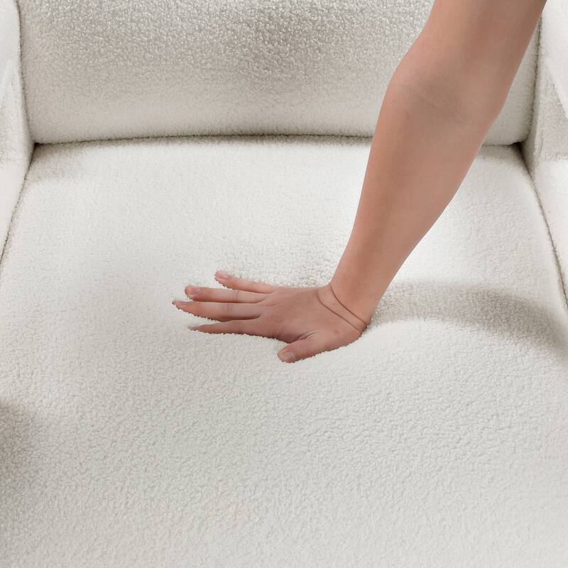 June 30" Boucle Fabric Accent Chair - Attached Cushions