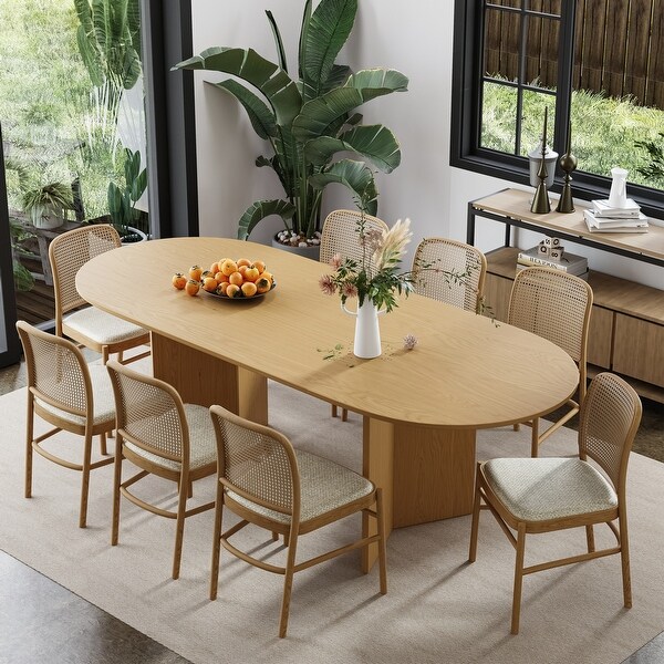 Solid Wood 79 Oval Dining Table for 8 People Nordic style 79 33.5 On Sale Bed Bath Beyond 41464430