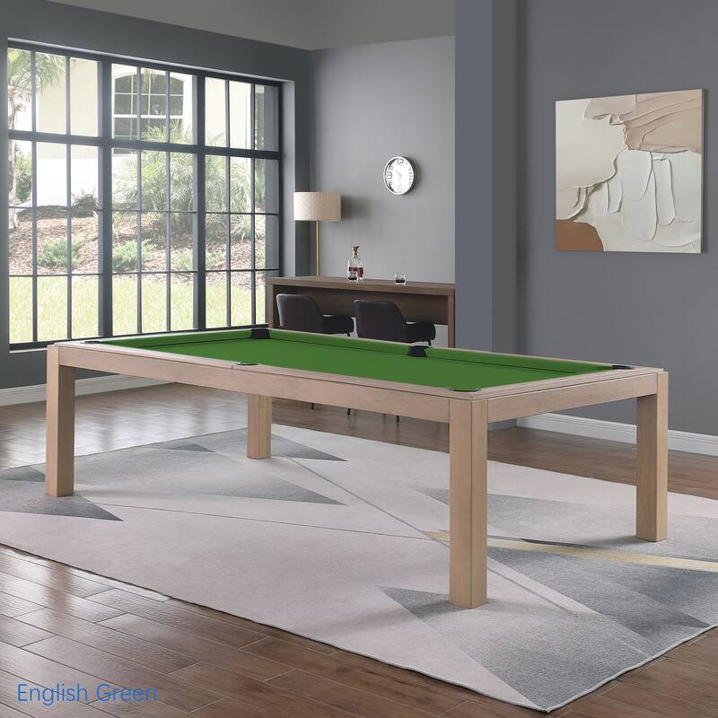 Olivia Driftwood Ash 7ft Billiard Slate Pool Table with Dining TOP - Green