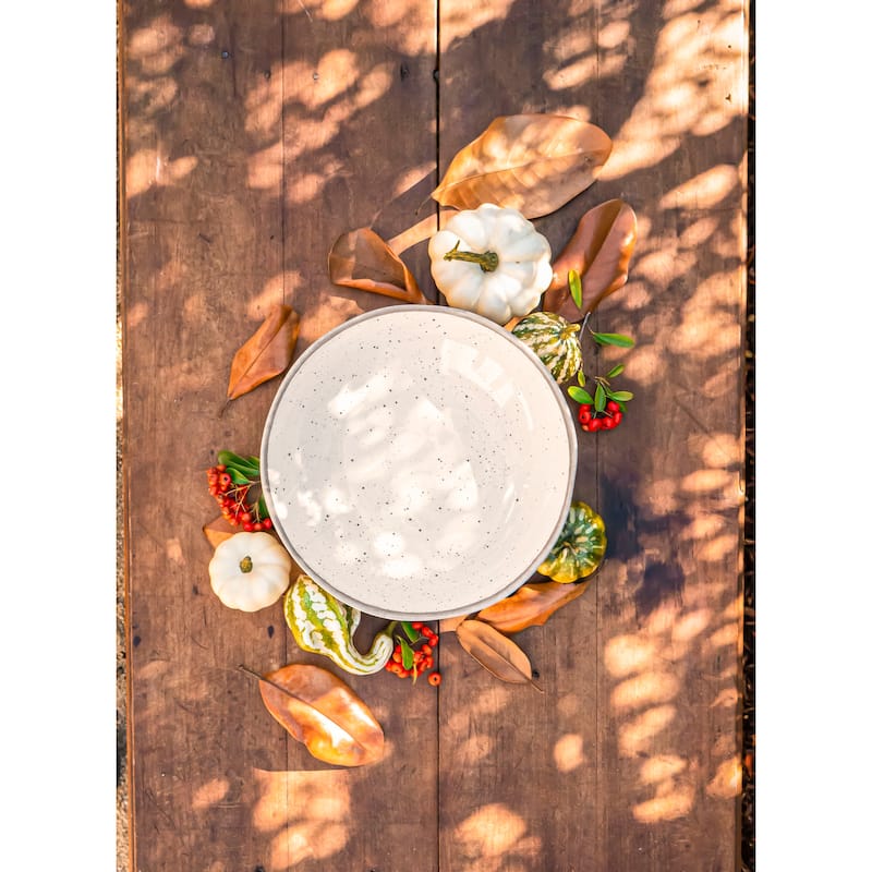 Abode Homewares Retreat Pottery Merge Bamboo Salad Plate - White - 8.5" - Set of 6