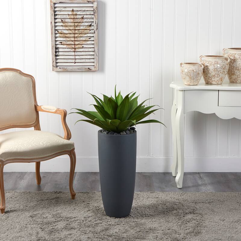 Artificial Plant 38In with Planter Indoor Faux Greenery Decor Modern Home Accent - Gray