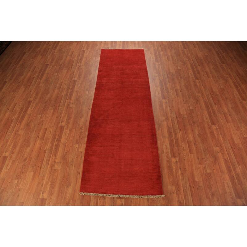 Gabbeh Modern Runner Rug Handmade Foyer Wool Carpet - 3'2" x 9'8"
