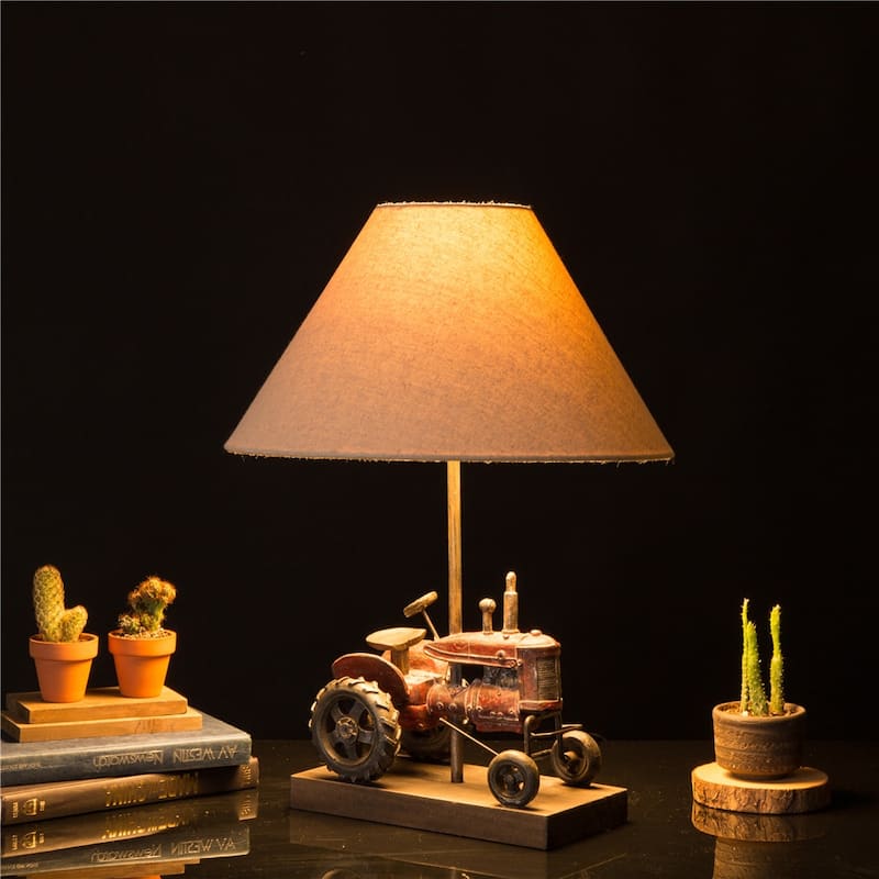Glitzhome Polyresin Farmhouse Truck Seahorse Table Lamp Fall Thanksgiving Gifts