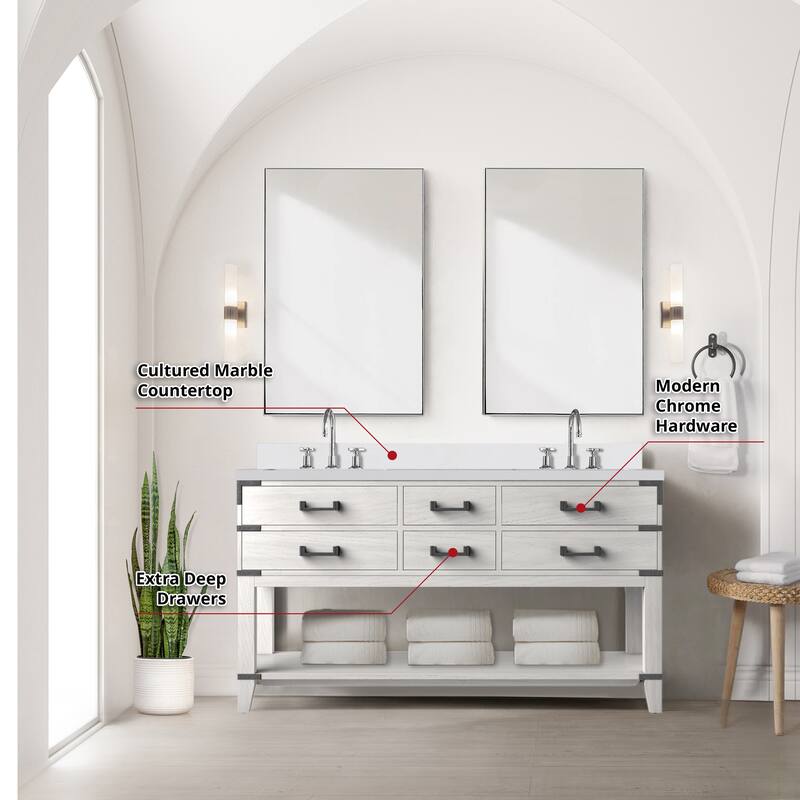 Norwalk Bath Vanity with Cultured Marble Top, Sink, Mirror and Faucet
