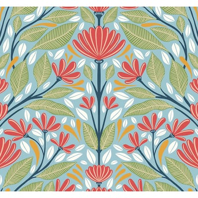 Seabrook Designs Carmela Folk Floral Unpasted Wallpaper