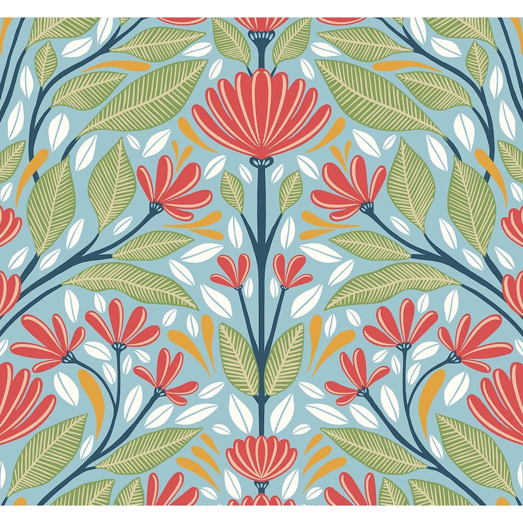 Seabrook Designs Carmela Folk Floral Unpasted Wallpaper