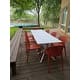 preview thumbnail 55 of 56, Modern Plastic Garden Patio Indoor or Outdoor Dining Stackable Chair UV Protected Armless With Dot Back Surf
