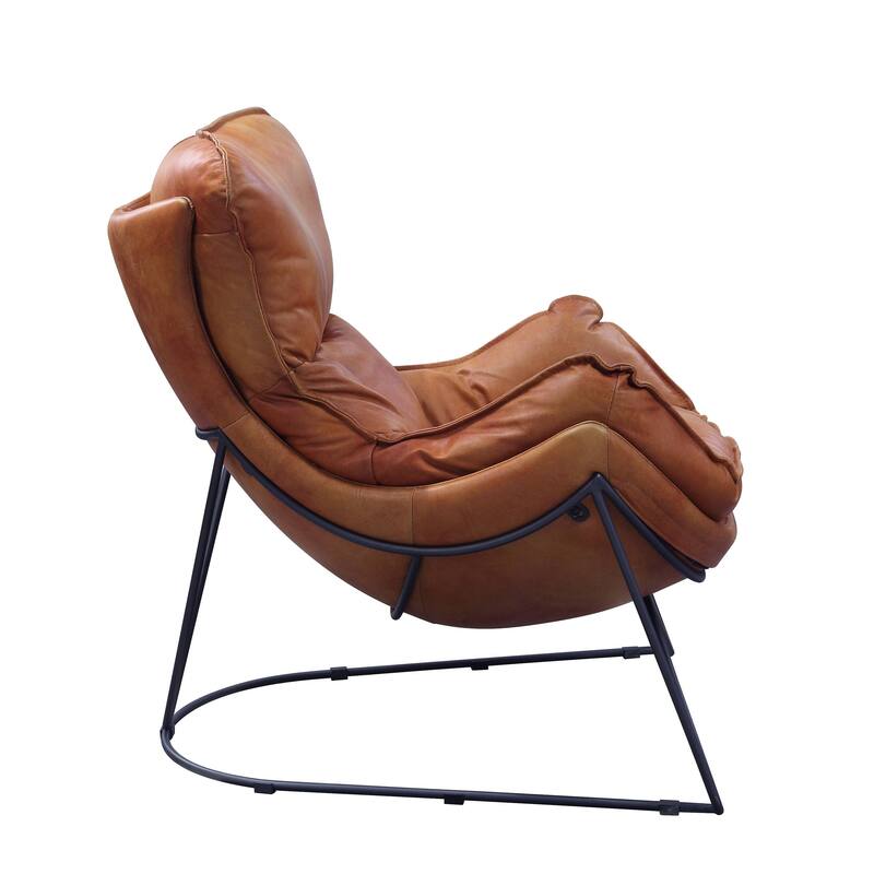 Doyle Aperol and Black Wingback Accent Chair